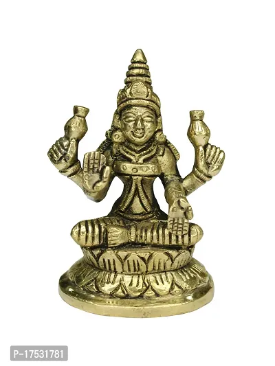 Om ssvmb9 Brass Maha Lakshmi Statue Laxmi Devi Idol/Murti for Home Temple Puja/Pooja, Good Luck, Success and Prosperity (Size:- Small, L x W x H:- 2 x 2 x 4 Inch)-thumb0