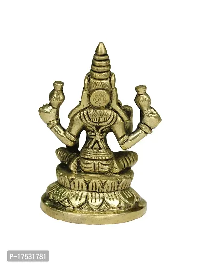 Om ssvmb9 Brass Maha Lakshmi Statue Laxmi Devi Idol/Murti for Home Temple Puja/Pooja, Good Luck, Success and Prosperity (Size:- Small, L x W x H:- 2 x 2 x 4 Inch)-thumb5