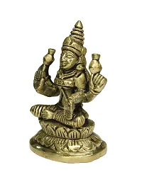 Om ssvmb9 Brass Maha Lakshmi Statue Laxmi Devi Idol/Murti for Home Temple Puja/Pooja, Good Luck, Success and Prosperity (Size:- Small, L x W x H:- 2 x 2 x 4 Inch)-thumb3