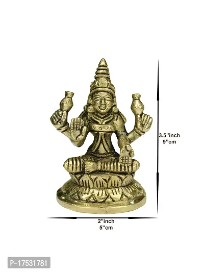 Om ssvmb9 Brass Maha Lakshmi Statue Laxmi Devi Idol/Murti for Home Temple Puja/Pooja, Good Luck, Success and Prosperity (Size:- Small, L x W x H:- 2 x 2 x 4 Inch)-thumb2