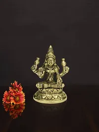 Om ssvmb9 Brass Maha Lakshmi Statue Laxmi Devi Idol/Murti for Home Temple Puja/Pooja, Good Luck, Success and Prosperity (Size:- Small, L x W x H:- 2 x 2 x 4 Inch)-thumb2