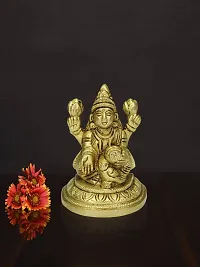 Om ssvmb9 Brass Lakshmi Idol Ashtadhatu Made Shree Laxmi MATA Murti/Statue for Home Temple Diwali Puja/Pooja Maha Laxmi Idols (Size:- Small, L x W x H:- 1 x 2 x 3 Inch)-thumb1