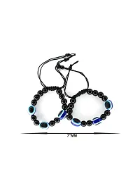 Om ssvmb9 Natural Healing Gemstones Semi Precious Stone Blue Evil Eye Elastic Free Size Bracelet for Men  Women (Pack Of 3)-thumb1