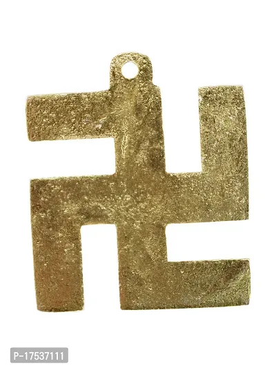 Om ssvmb9 Brass Wall Hanging Swastik Sculpture for Positive Energy Showpiece Religious Figurine for Puja/Pooja Home Office Table Decor Items (2 Inch_Gold Color)-thumb4