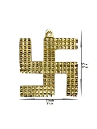 Om ssvmb9 Brass Wall Hanging Swastik Sculpture for Positive Energy Showpiece Religious Figurine for Puja/Pooja Home Office Table Decor Items (3 Inch_Gold Color)-thumb2