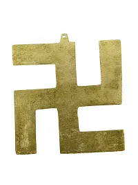 Om ssvmb9 Brass Wall Hanging Swastik Sculpture for Positive Energy Showpiece Religious Figurine for Puja/Pooja Home Office Table Decor Items (5 Inch_Gold Color)-thumb3