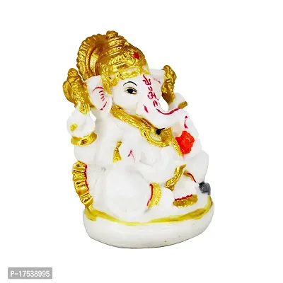 Om ssvmb9 Marble Ganesh Idol for Home Decor Ganesha Idol Living Room Ganesh ji Murti for Showpiece Figurine Home Decor Main Door Entrance(10x8x6 Cm)-thumb2