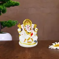 Om ssvmb9 Marble Ganesh Idol for Home Decor Ganesha Idol Living Room Ganesh ji Murti for Showpiece Figurine Home Decor Main Door Entrance(10x8x6 Cm)-thumb3