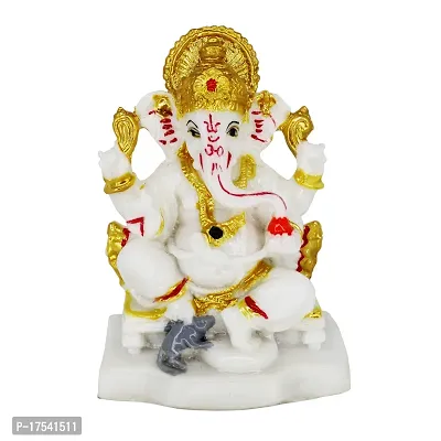 Om ssvmb9 Marble Ganesha Idol for Home Decor Ganesh Murti for Home Puja/Pooja Mandir Ganeshji Statue for Happiness Showpiece Figurine 4 Inch