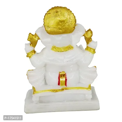 Om ssvmb9 Marble Ganesha Idol for Home Decor Ganesh Murti for Home Puja/Pooja Mandir Ganeshji Statue for Happiness Showpiece Figurine 4 Inch-thumb2