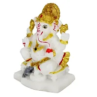 Om ssvmb9 Marble Ganesha Idol for Home Decor Ganesh Murti for Home Puja/Pooja Mandir Ganeshji Statue for Happiness Showpiece Figurine 4 Inch-thumb2