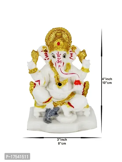 Om ssvmb9 Marble Ganesha Idol for Home Decor Ganesh Murti for Home Puja/Pooja Mandir Ganeshji Statue for Happiness Showpiece Figurine 4 Inch-thumb4