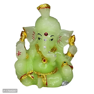 Om ssvmb9 Marble Ganesha/Ganesh/Ganesh ji/Ganpati Idol/Idols/Murti/Statue for Gift, Car Dashborad, Home Decor Figurine for Main Door,Pooja Room, Mandir(9X7X5 Cm)