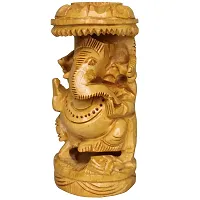 Om BhariPuri Wooden Ganesh Idol Ganesha Statue Ganeshji Murti for Home Temple Puja/Pooja (Height: 4, Medium Size)-thumb4