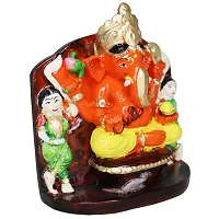 Om ssvmb9 Marble Ganesh with Riddhi Siddhi Statue for Home Pooja Siddhivinayak Murti for Home Entrance, Main Door, Car Dashboard Ganesha Idol (H x L x W:- 4 x 3.5 x 2 Inch, Multi Color)-thumb4