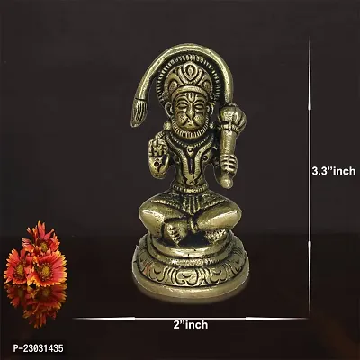 Om ssvmb9 Brass Sitting Base Bajrang Bali Statue Hanuman dada Murti for Home Vastu Remedy-thumb2