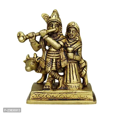 Om ssvmb9 Brass Made Golden Radha Krishna Yougal Sarkar Puja Idol/Radha Krishna Sringar Idol