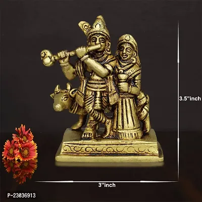 Om ssvmb9 Brass Made Golden Radha Krishna Yougal Sarkar Puja Idol/Radha Krishna Sringar Idol-thumb2