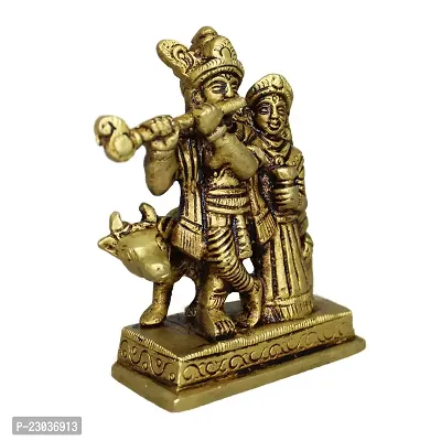 Om ssvmb9 Brass Made Golden Radha Krishna Yougal Sarkar Puja Idol/Radha Krishna Sringar Idol-thumb3