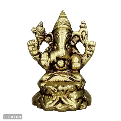 Om ssvmb9 Brass Lord Ganesha Sitting on Singhasan Big Belly Ganesh Bhagwan