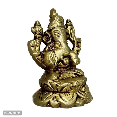 Om ssvmb9 Brass Lord Ganesha Sitting on Singhasan Big Belly Ganesh Bhagwan-thumb2