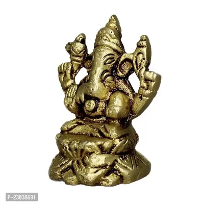 Om ssvmb9 Brass Lord Ganesha Sitting on Singhasan Big Belly Ganesh Bhagwan-thumb5