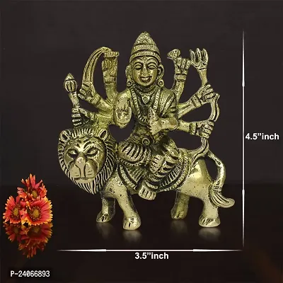 Brass Durga Maa Statue Amba/Jagdamba Maa Idol Vaishno Devi/Sherawali/Mata Rani Murti for Pooja (Weight :-  0.404)-thumb3