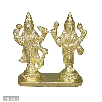 Om ssvmb9 Brass Vishnu Lakshmi Brass Idol Lord Vishnu/Laxmi Narayan Standing Murti - Handmade Statue Lakshmi/Laxmi Narayan Idol/Murti/Statue (H x L x W:- 3 x 3 x 1 Inch)