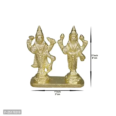 Om ssvmb9 Brass Vishnu Lakshmi Brass Idol Lord Vishnu/Laxmi Narayan Standing Murti - Handmade Statue Lakshmi/Laxmi Narayan Idol/Murti/Statue (H x L x W:- 3 x 3 x 1 Inch)-thumb4