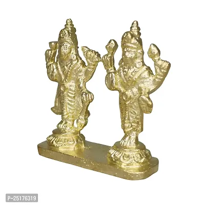 Om ssvmb9 Brass Vishnu Lakshmi Brass Idol Lord Vishnu/Laxmi Narayan Standing Murti - Handmade Statue Lakshmi/Laxmi Narayan Idol/Murti/Statue (H x L x W:- 3 x 3 x 1 Inch)-thumb5