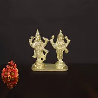 Om ssvmb9 Brass Vishnu Lakshmi Brass Idol Lord Vishnu/Laxmi Narayan Standing Murti - Handmade Statue Lakshmi/Laxmi Narayan Idol/Murti/Statue (H x L x W:- 3 x 3 x 1 Inch)-thumb1