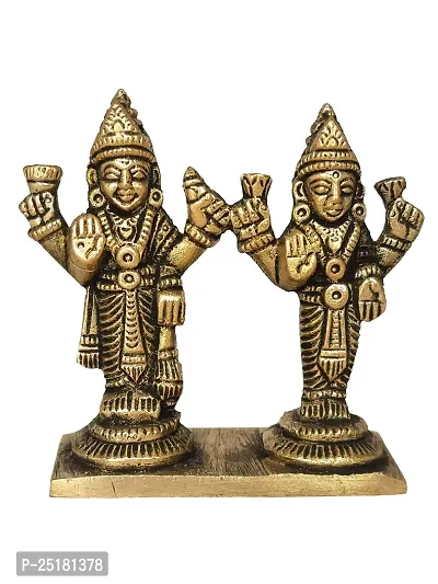 Om ssvmb9 Brass Vishnu Lakshmi Brass Idol Lord Vishnu/Laxmi Narayan Standing Murti - Handmade Statue Lakshmi/Laxmi Narayan Idol/Murti/Statue Height 2.5 Inch-thumb0