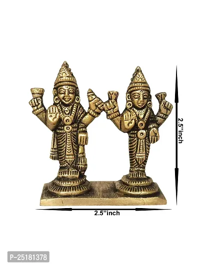 Om ssvmb9 Brass Vishnu Lakshmi Brass Idol Lord Vishnu/Laxmi Narayan Standing Murti - Handmade Statue Lakshmi/Laxmi Narayan Idol/Murti/Statue Height 2.5 Inch-thumb4