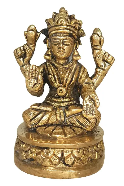 Om ssvmb9 Brass Lakshmi Idol Ashtadhatu Made Shree Laxmi MATA Murti/Statue for Home Temple Diwali Puja/Pooja Maha Laxmi Idols (Size:- Small, L x W x H:- 2 x 2 x 3 Inch)