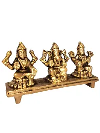 Om ssvmb9 Brass Laxmi Ganesh Saraswati Bhagwan Idol on Platform Ganpati Murti Metal Statue for Home Office Success Entrance Decor Pooja Good Luck Gift Gold Color-thumb4