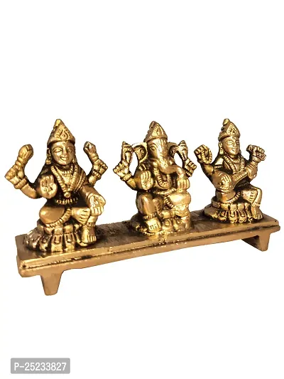 Om ssvmb9 Brass Laxmi Ganesh Saraswati Bhagwan Idol on Platform Ganpati Murti Metal Statue for Home Office Success Entrance Decor Pooja Good Luck Gift Gold Color-thumb5