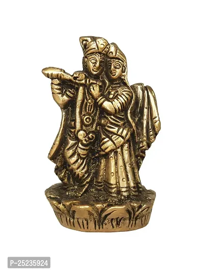 Om ssvmb9 Brass Radha Krishna Idol/Murti/Statue Hindu Divine Love Couple Radha Krishan Murti Anniversary Wedding Gift Height 3.5 Inch-thumb0