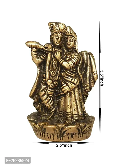 Om ssvmb9 Brass Radha Krishna Idol/Murti/Statue Hindu Divine Love Couple Radha Krishan Murti Anniversary Wedding Gift Height 3.5 Inch-thumb2