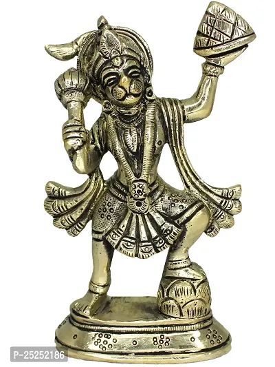 Om ssvmb9 Brass Standing Hanuman/Bajrangbali Statue/Murti/Idol for Home Office Decor Gift Puja Ghar 5.5 Inch