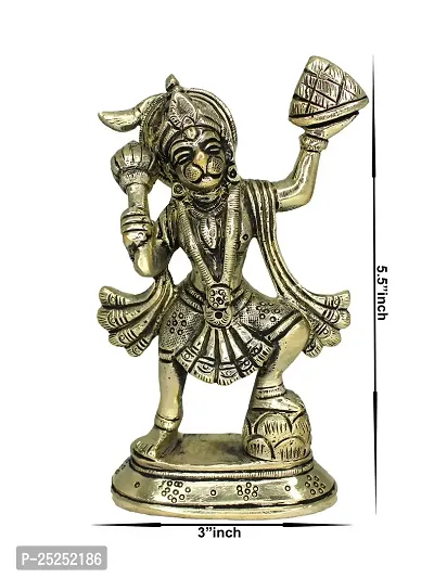 Om ssvmb9 Brass Standing Hanuman/Bajrangbali Statue/Murti/Idol for Home Office Decor Gift Puja Ghar 5.5 Inch-thumb4