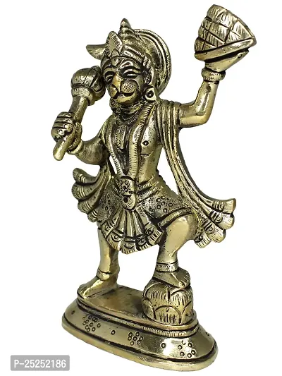 Om ssvmb9 Brass Standing Hanuman/Bajrangbali Statue/Murti/Idol for Home Office Decor Gift Puja Ghar 5.5 Inch-thumb2