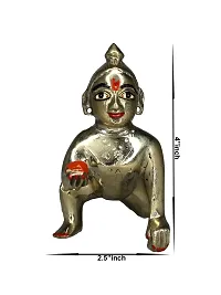 Om ssvmb9 Brass Bal Gopal/Laddu Gopal/Ladoo Gopal/Thakur Ji/Makhan Chor Idol/Krishna Idol/Murti/Statue (Heavy Peetal Murti) Janmashtami Special for Home Temple Puja 4 Inch-thumb1