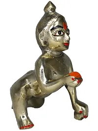 Om ssvmb9 Brass Bal Gopal/Laddu Gopal/Ladoo Gopal/Thakur Ji/Makhan Chor Idol/Krishna Idol/Murti/Statue (Heavy Peetal Murti) Janmashtami Special for Home Temple Puja 4 Inch-thumb3