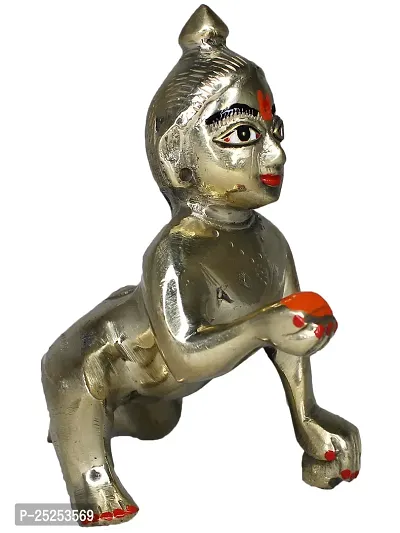 Om ssvmb9 Brass Bal Gopal/Laddu Gopal/Ladoo Gopal/Thakur Ji/Makhan Chor Idol/Krishna Idol/Murti/Statue (Heavy Peetal Murti) Janmashtami Special for Home Temple Puja 4 Inch-thumb4