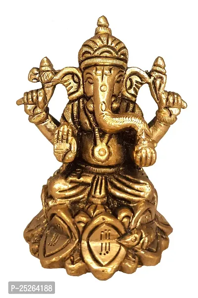 Om ssvmb9 Brass Ganesha Bhagwan Idol Ganeshji Statue Ganpati Murti for Temple Puja Home Entrance Decor Luck Gift Height 3 Inch