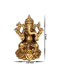 Om ssvmb9 Brass Ganesha Bhagwan Idol Ganeshji Statue Ganpati Murti for Temple Puja Home Entrance Decor Luck Gift Height 3 Inch-thumb1