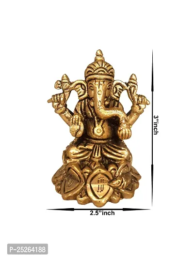 Om ssvmb9 Brass Ganesha Bhagwan Idol Ganeshji Statue Ganpati Murti for Temple Puja Home Entrance Decor Luck Gift Height 3 Inch-thumb2