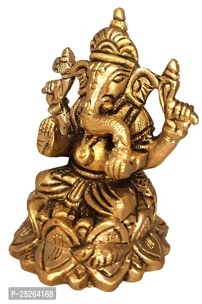 Om ssvmb9 Brass Ganesha Bhagwan Idol Ganeshji Statue Ganpati Murti for Temple Puja Home Entrance Decor Luck Gift Height 3 Inch-thumb4