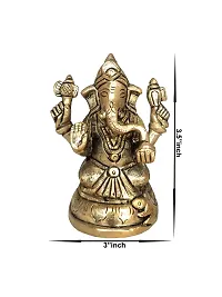 Brass Ganesha/Ganesh/Ganeshji/Ganpati Bappa Idol/Murti Panchdhatu Statue for Home Decor Puja/Pooja Temple/Mandir Showpiece Figurine Door Entrance (Size: Small, L x W x H: 2 x 3 x 4 Inch)-thumb3