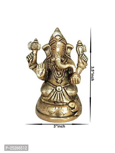 Brass Ganesha/Ganesh/Ganeshji/Ganpati Bappa Idol/Murti Panchdhatu Statue for Home Decor Puja/Pooja Temple/Mandir Showpiece Figurine Door Entrance (Size: Small, L x W x H: 2 x 3 x 4 Inch)-thumb4